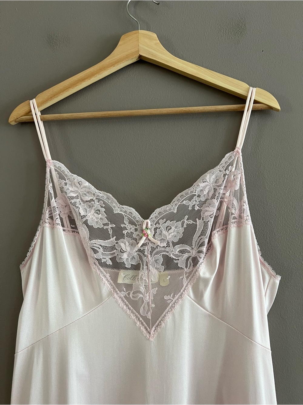 Vtg JC Penny Nightgown Women Large Pink Long Dress Lace Babydoll Coquette USA - Picture 4 of 14